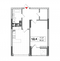 Планировка квартиры 1Д-4