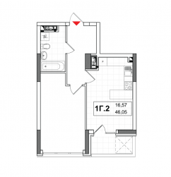 Планировка квартиры 1Г-2