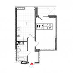 Планировка квартиры 1В-2