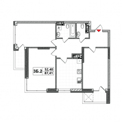 Планировка квартиры 3Б-2
