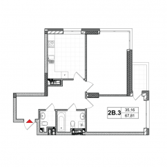 Планировка квартиры 2В-3