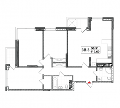 Планировка квартиры 3В-3